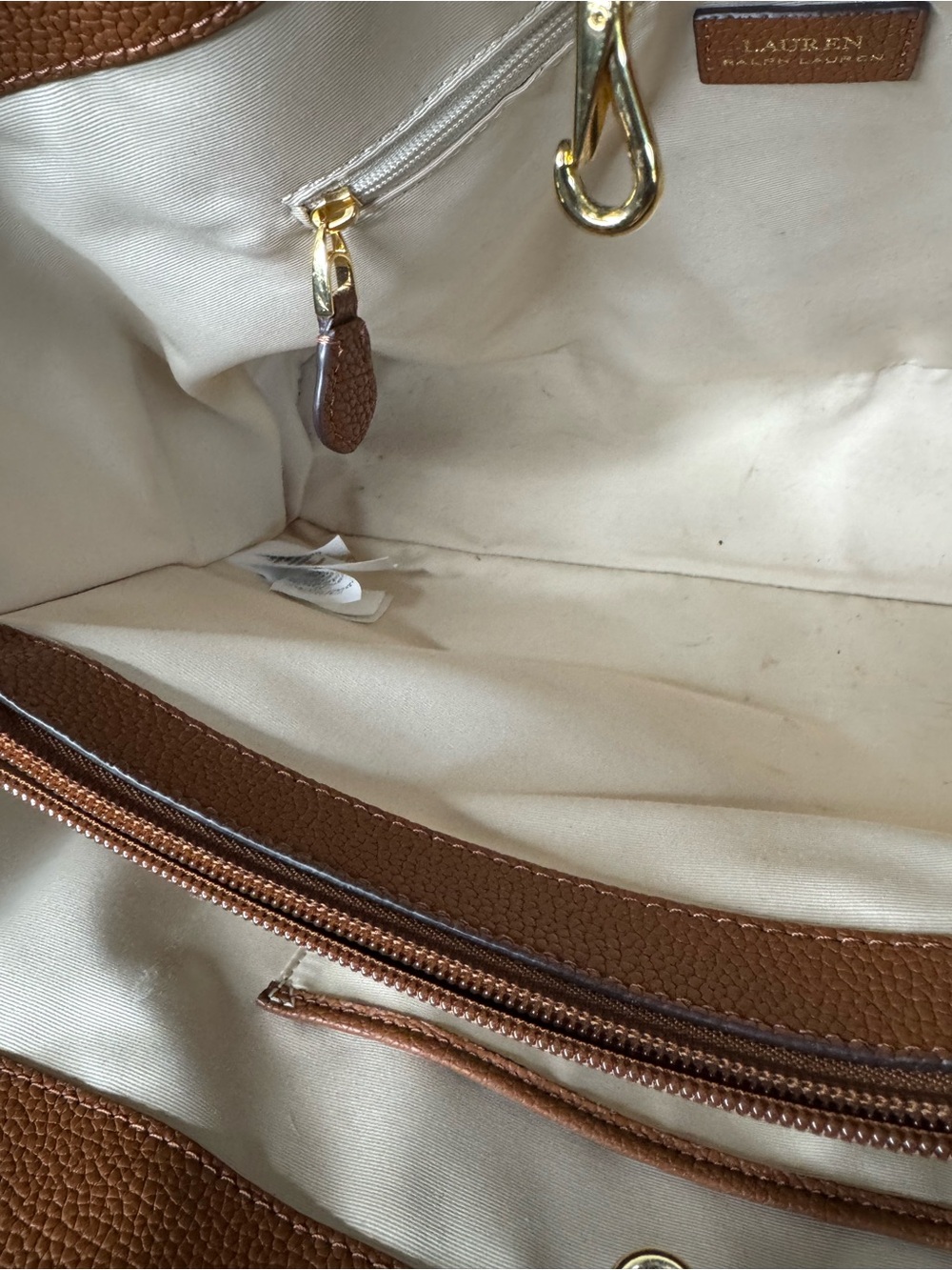 Lauren Ralph Lauren Quilted Pebble Leather Very Large Tote Bag - Picture 15 of 16
